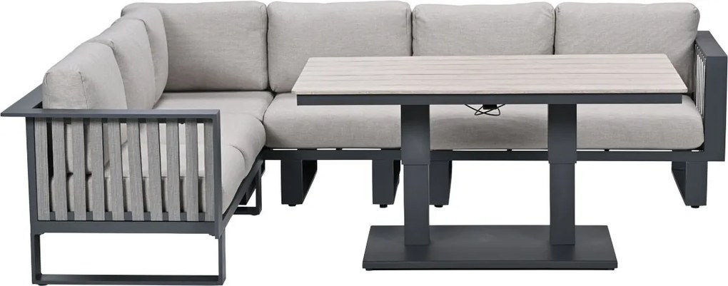 Garden Impressions Gabon - Brugge lounge dining set 5-delig - donker grijs