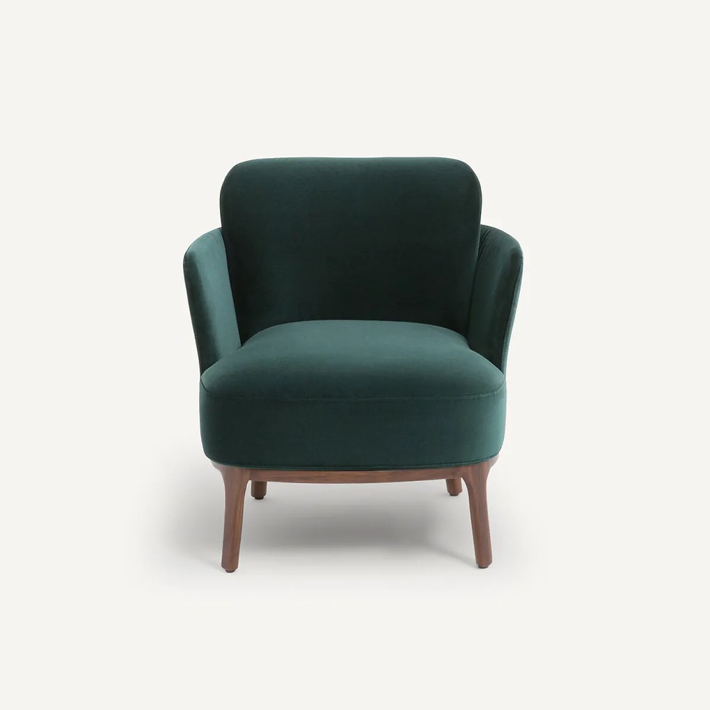 Fauteuil met poten van massief notenhout en fluweel, Jabote