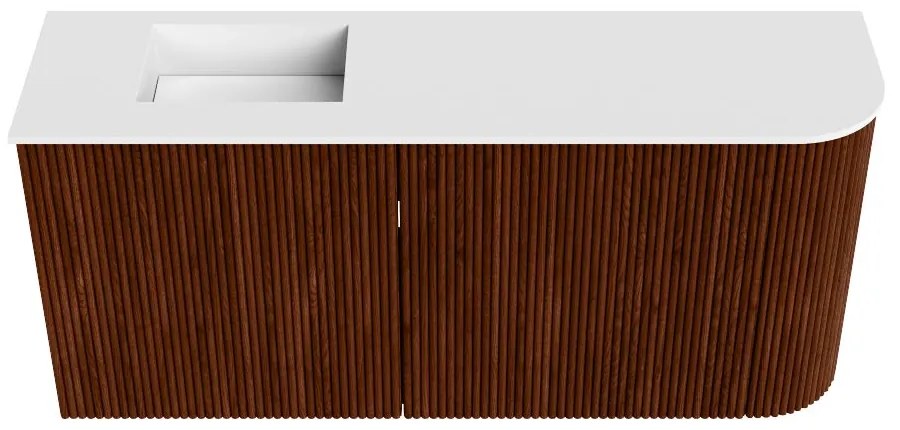 Mondiaz Joya 90cm toiletmeubel ronding rechts ruby met wastafel faye links 1 kraangat talc