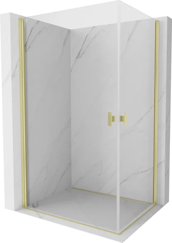 Mexen Mist-B Duo draaideur douchecabine 95 x 80 cm, transparant, geborsteld goud - 8A2-095-080-55-00