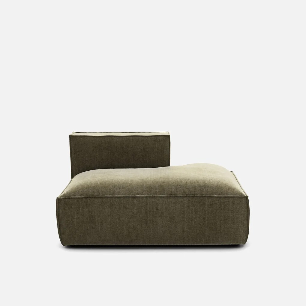 Loungebank element rechts voor modulaire bank, in vintage ribfluweel, SEVEN