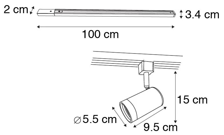 Modern railsysteem met 14 Spot / Opbouwspot / Plafondspots wit 1-fase - Iconic Jeana Modern GU10 Binnenverlichting Lamp