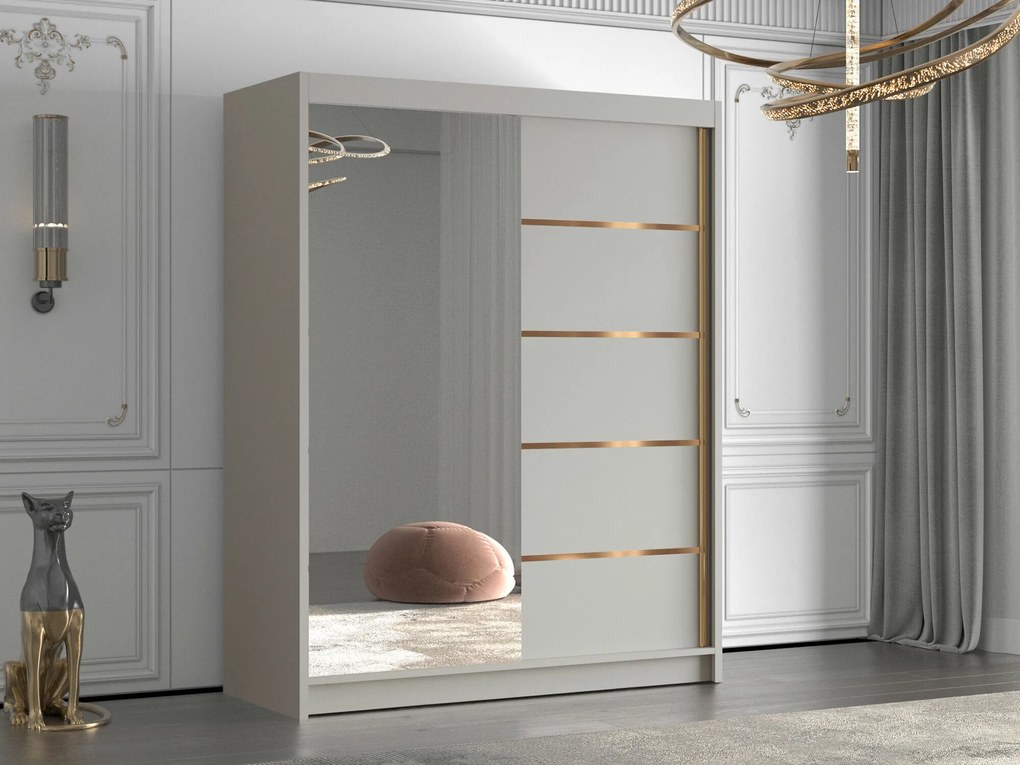 Kledingkast Closico Capsa III, Kasjmier, 200x150x58cm, 118 kg, Kledingkast deuren: Schuivend