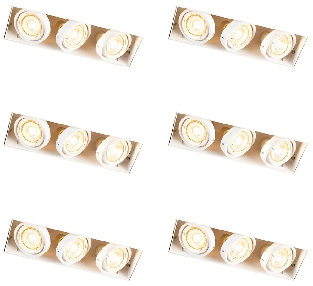 Set van 6 Inbouwspot wit draai- en kantelbaar trimless 3-lichts - Oneon