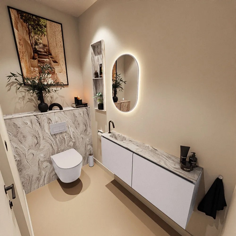 Mondiaz Ture DLux toiletmeubel 120cm cale met wastafel glace links met kraangat