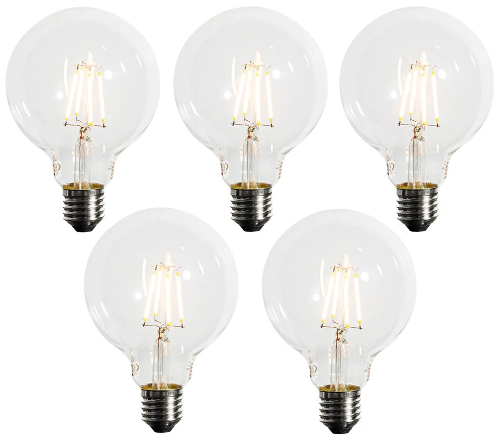 Set van 5 E27 dimbare LED lamp G95 5W 450 lm 2200K