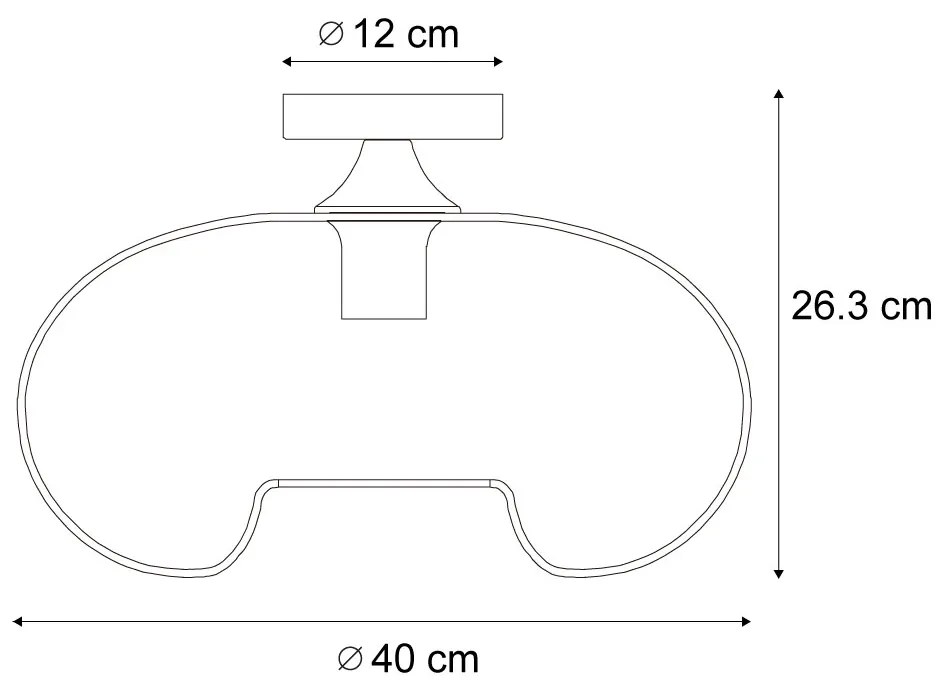 Art Deco plafondlamp messing met amber glas 40cm - Busa