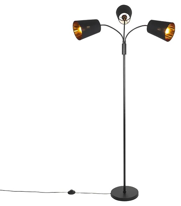 Moderne vloerlamp zwart 3-lichts - Carmen