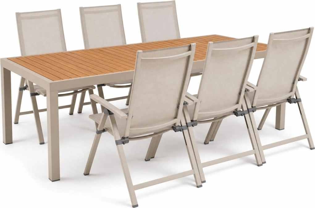 Tuinset 6 personen 210 cm Aluminium Zand/Beige Hartman Alice
