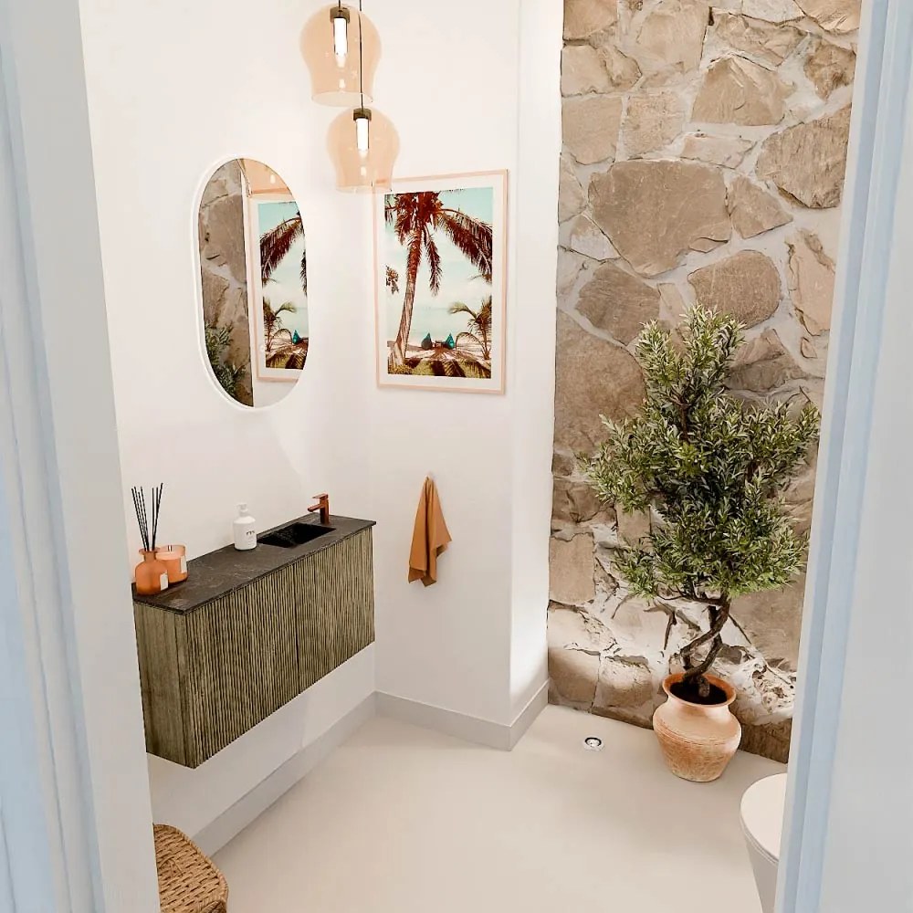 Mondiaz Joya DLux 80cm toiletmeubel dusk met wastafel faye rechts 1 kraangat lava