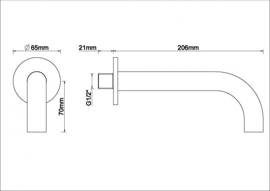 Mueller Gold inbouw muuruitloop 20cm geborsteld messing