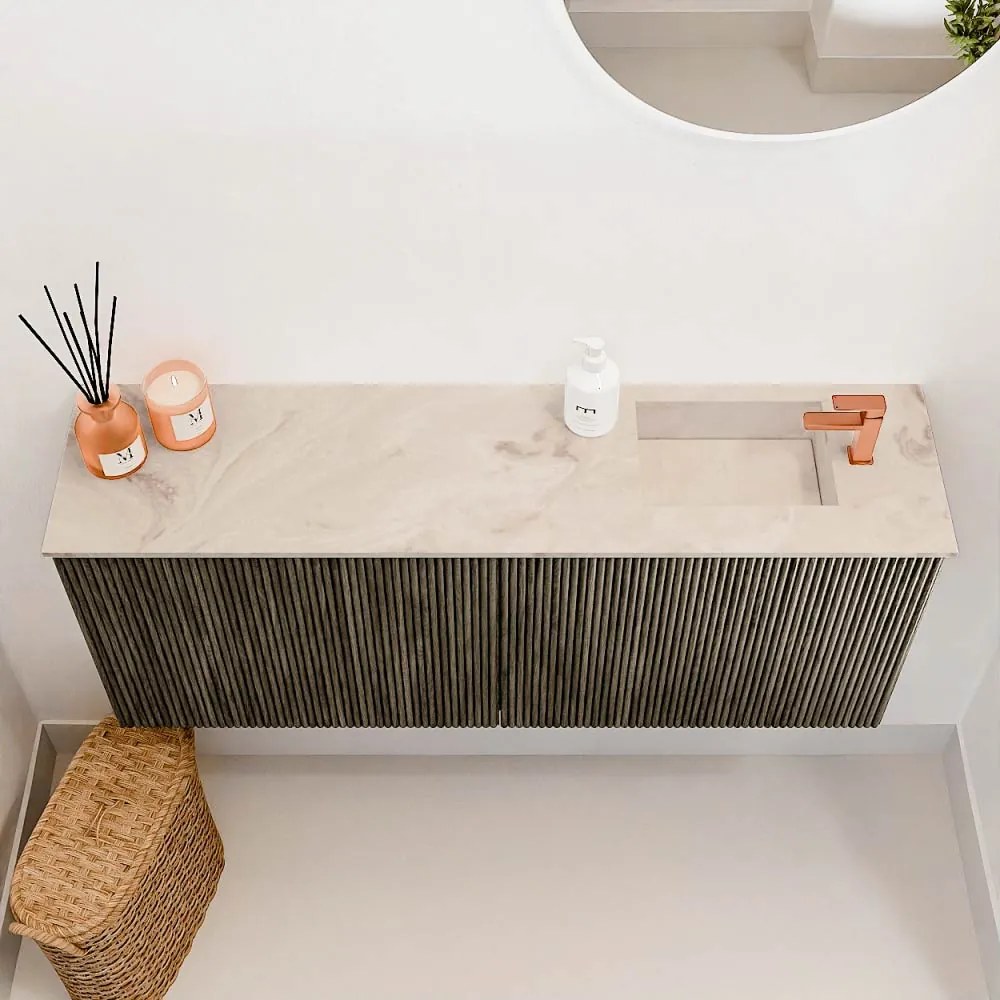 Mondiaz Joya DLux 100cm toiletmeubel shadow met wastafel faye rechts 1 kraangat frappe