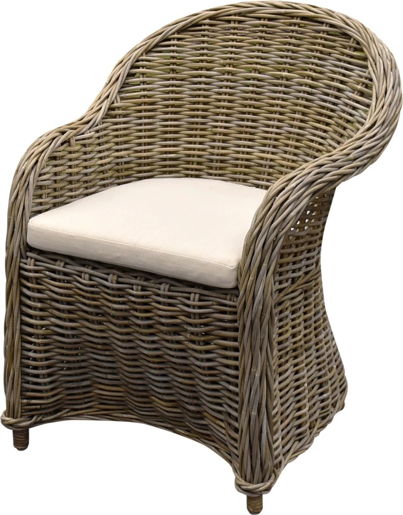 Roma dining tuinstoel naturel rotan off-white