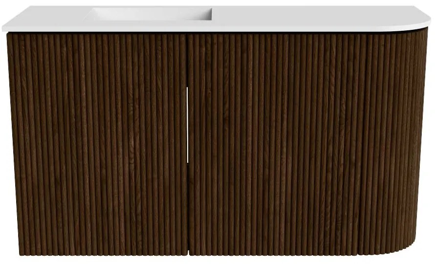 Mondiaz Joya 70cm toiletmeubel ronding rechts walnut met wastafel faye links zonder kraangat talc