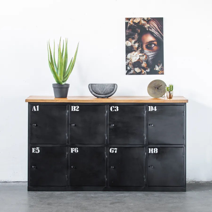 Dressoir locker Bruut 160 cm - Hardhout - Metaal - Giga Meubel - Industrieel & robuust
