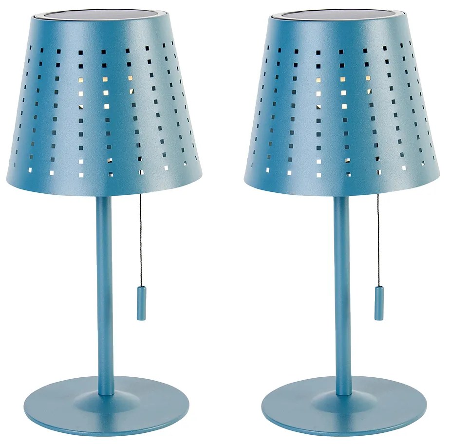 Buitenlamp met dimmer LED Set van 2 tafellamp met dimmeren blauw oplaadbaar en solar - Ferre Design IP44 Buitenverlichting