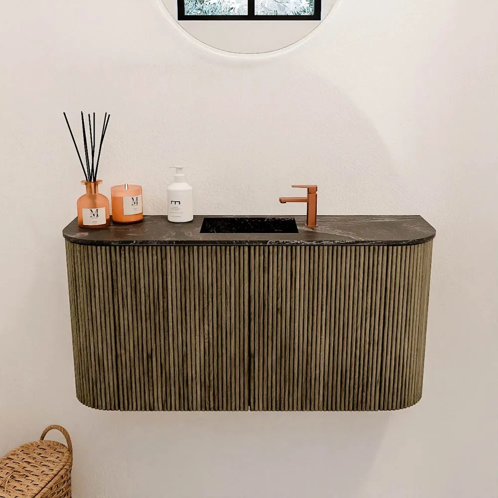 Mondiaz Joya DLux 85cm toiletmeubel ronding links/rechts dusk met wastafel faye midden 1 kraangat lava