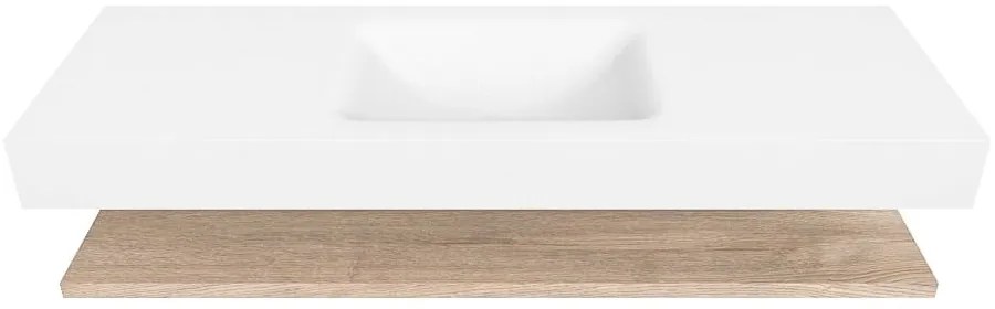 Zaro Alan badmeubel 140cm met planchet washed oak en vrijhangende wastafel cloud midden zonder kraangat talc