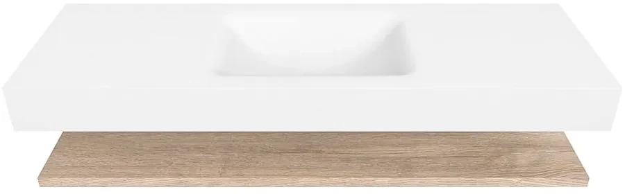 Zaro Alan badmeubel 140cm met planchet washed oak en vrijhangende wastafel cloud midden zonder kraangat talc