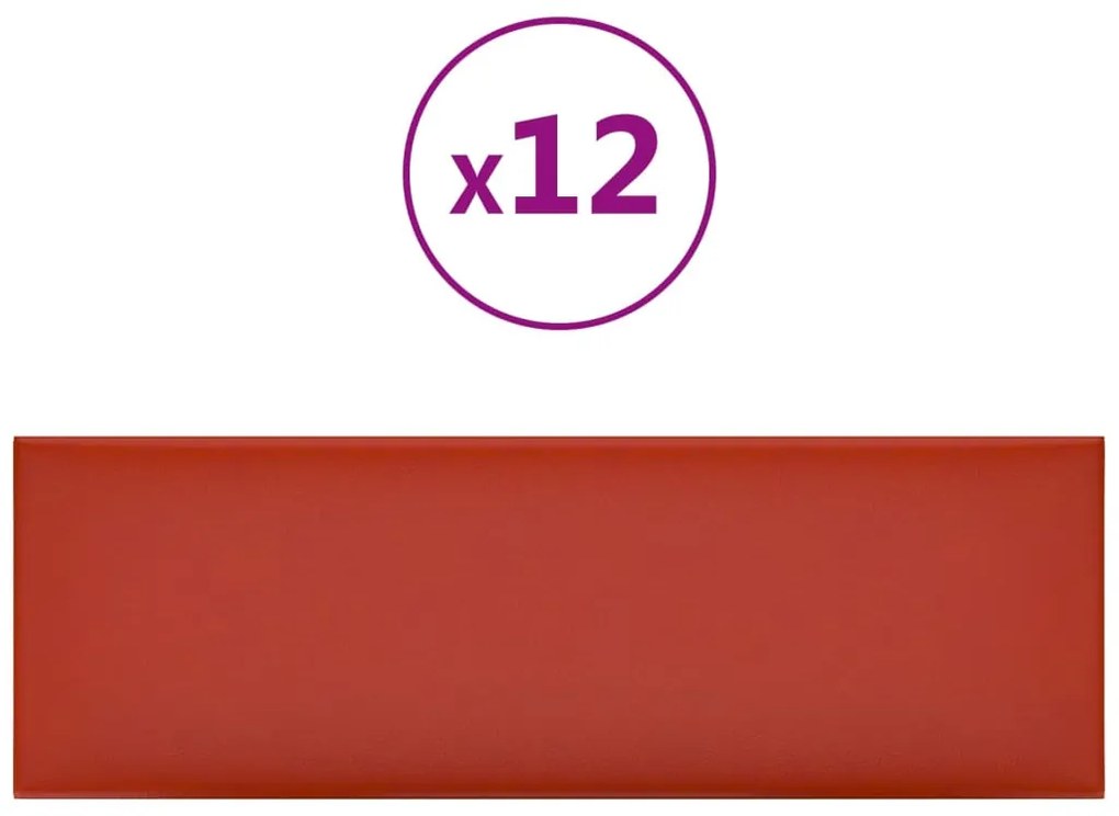 vidaXL Wandpanelen 12 st 3,24 m² 90x30 cm kunstleer rood