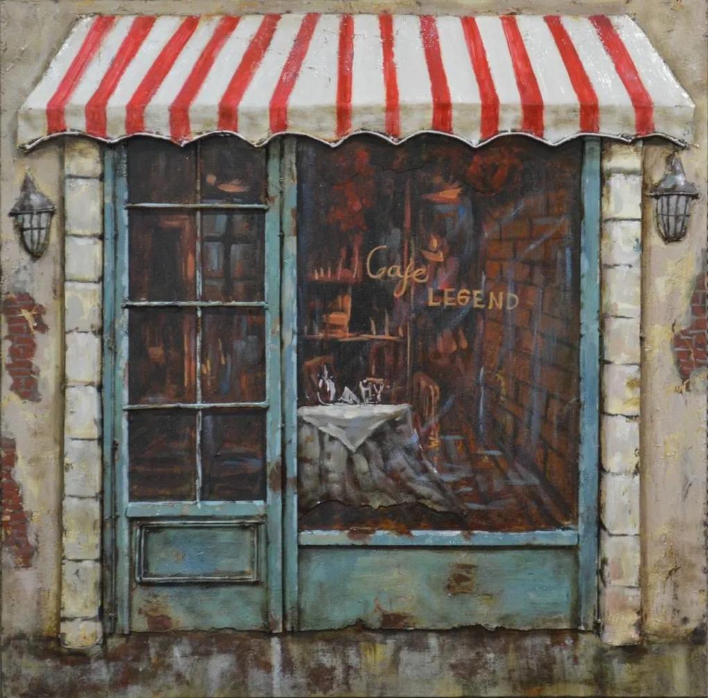 Schilderij - Metaalschilderij - Cafe Legend, 60x60