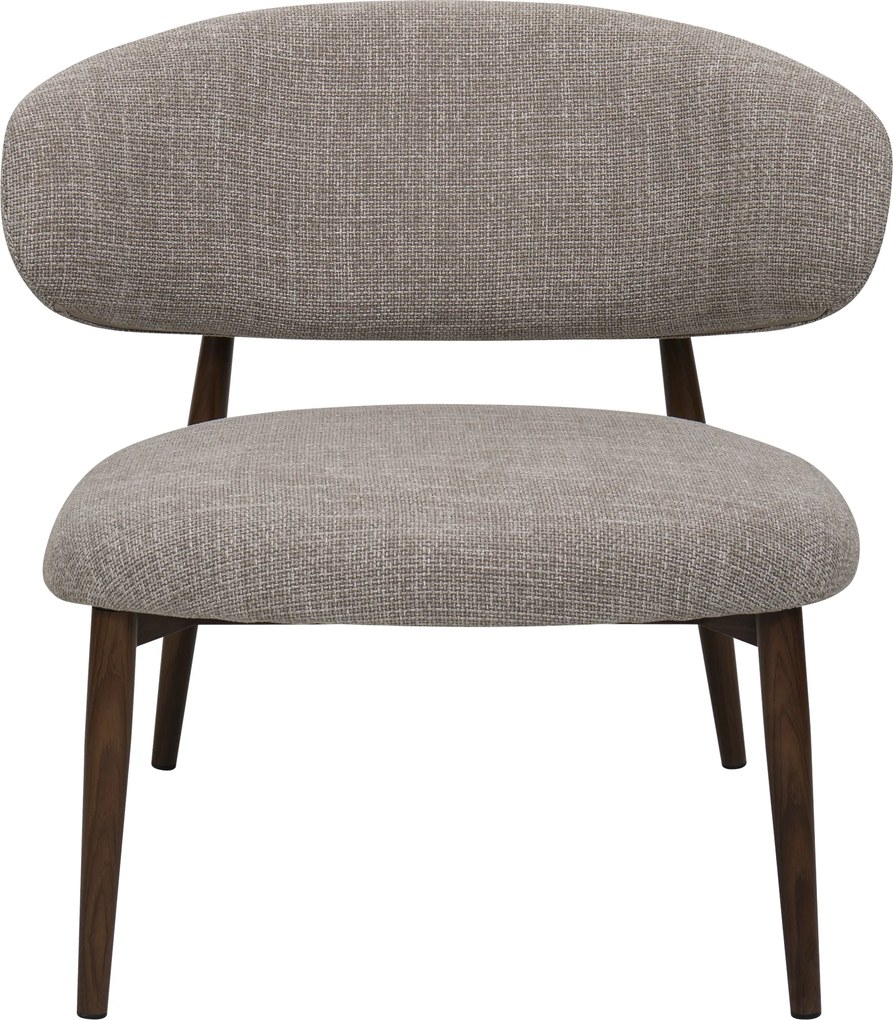 Fauteuil Walnoot Met Beige Stof
