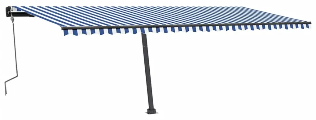 vidaXL Luifel handmatig uittrekbaar met LED 600x350 cm blauw en wit