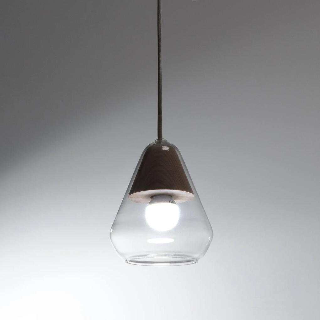 Hanglamp in glas en houtØ14 cm, Nasoa