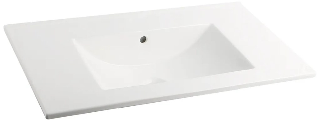 Sanigoods Rocky staand badmeubel 80cm walnoot met keramische wastafel zonder kraangat wit glans