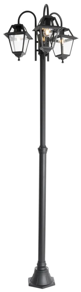 Klassieke buiten lantaarn zwart 235 cm 3-lichts IP44 - Berta
