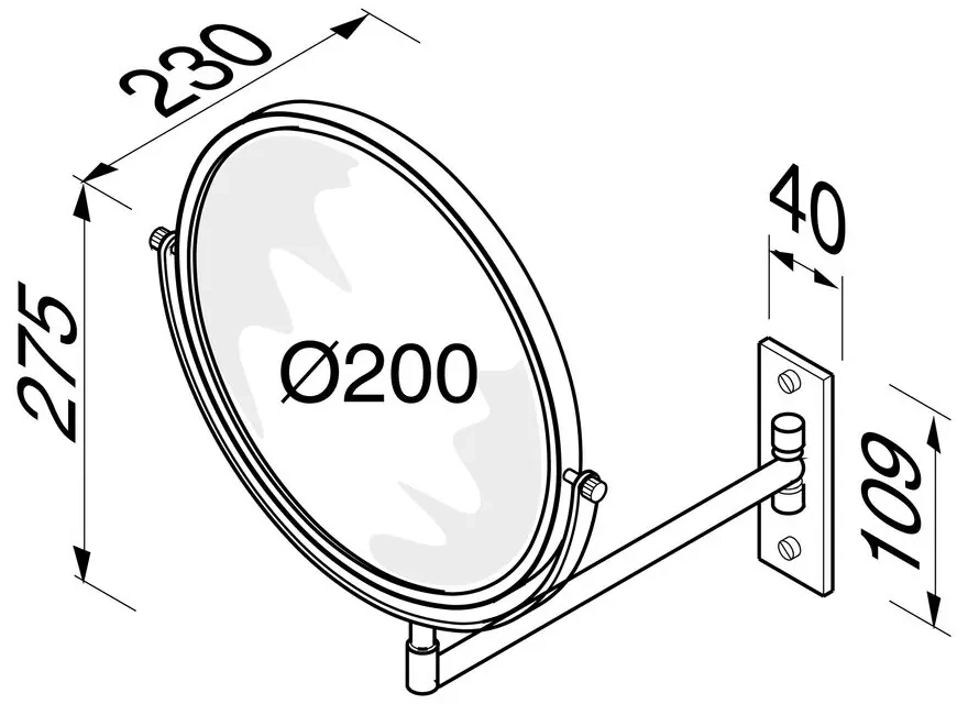 Geesa Mirror scheerspiegel 1 arm 3x vergrotend zwart