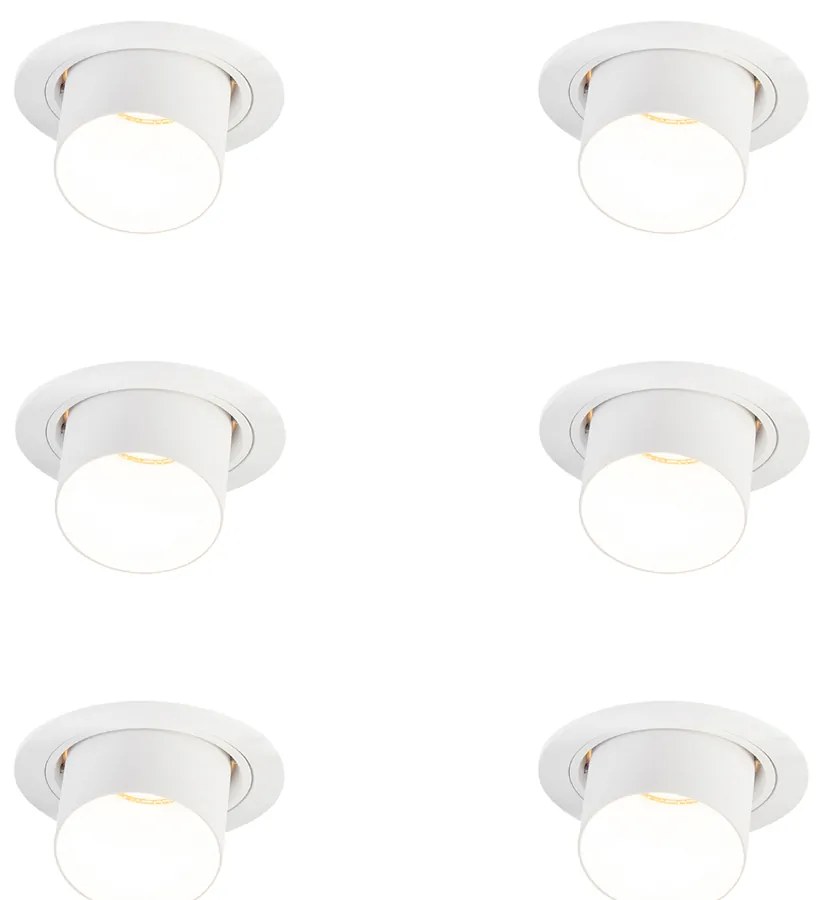 Set van 6 Moderne inbouwspot wit rond kantelbaar - Installa