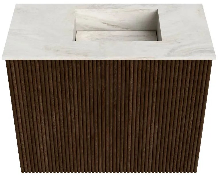 Mondiaz Joya DLux 50cm toiletmeubel walnut met wastafel faye rechts 1 kraangat ostra