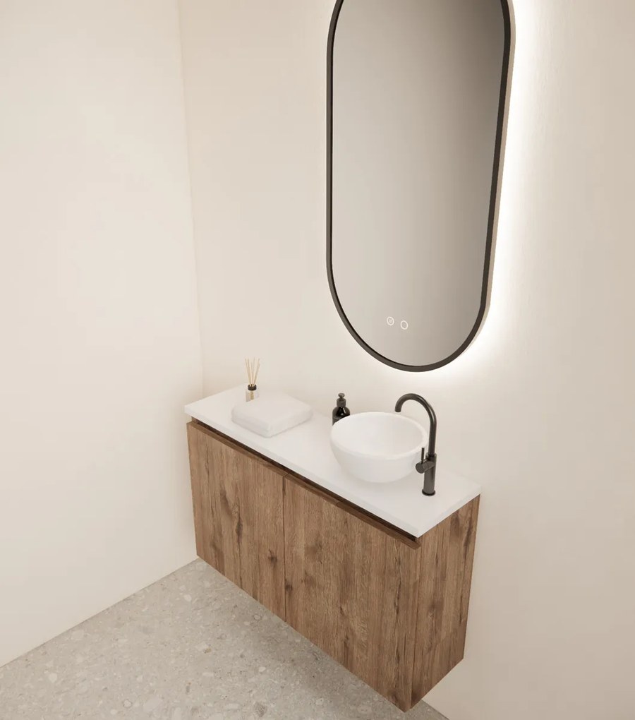 Gliss Design Echo toiletmeubel 80cm castle eiken met toppaneel wit mat