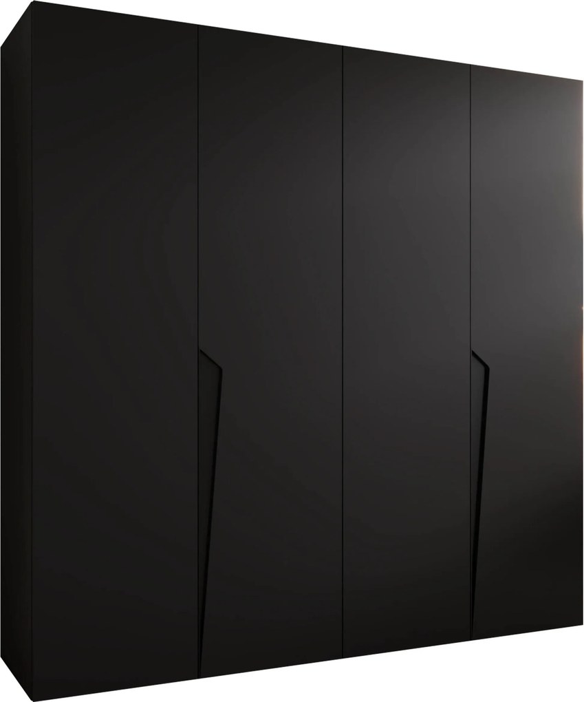 Kledingkast Hartford 605, Zwart, 202x200x52cm, 135.3 kg, Kledingkast deuren: Met scharnieren