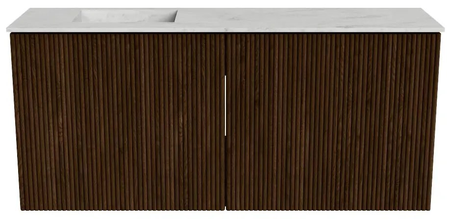 Mondiaz Joya DLux 90cm toiletmeubel walnut met wastafel faye links zonder kraangat opalo