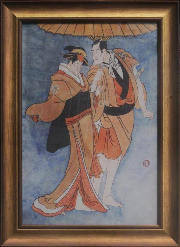 Fine Asianliving Japanse Schilderij met Lijst Japanse koppel B36xH58cm