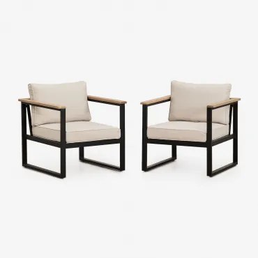 Set Van 2 Aluminium Tuinfauteuils Lipov Zwart - Sklum