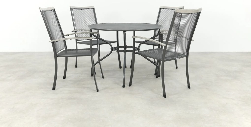 Balero ronde stapelbare bistroset strekmetaal Ø105 cm. - Antraciet