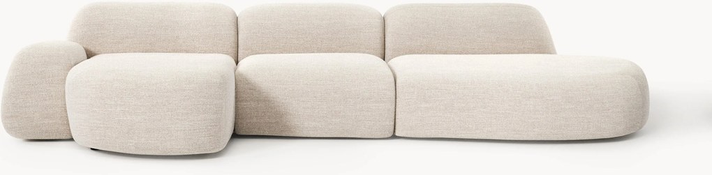 Modulaire bouclé hoekbank Wolke (4-zits) met chaise longue