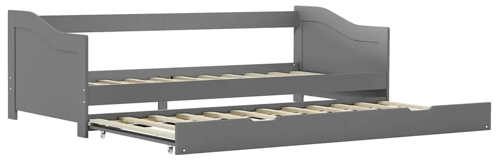 vidaXL Bedbankframe uittrekbaar grenenhout grijs 90x200 cm
