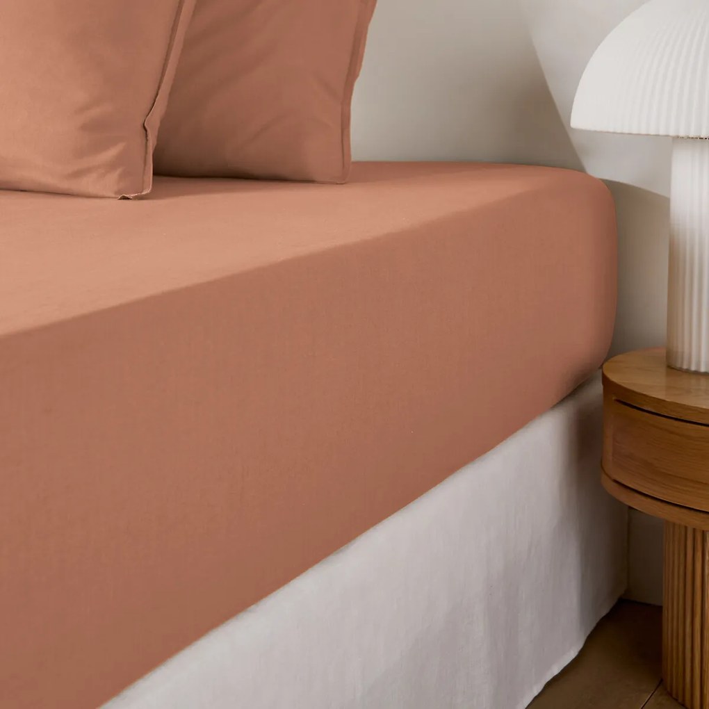 Effen hoeslaken in gewassen katoen, omslag 30 cm, Scenario