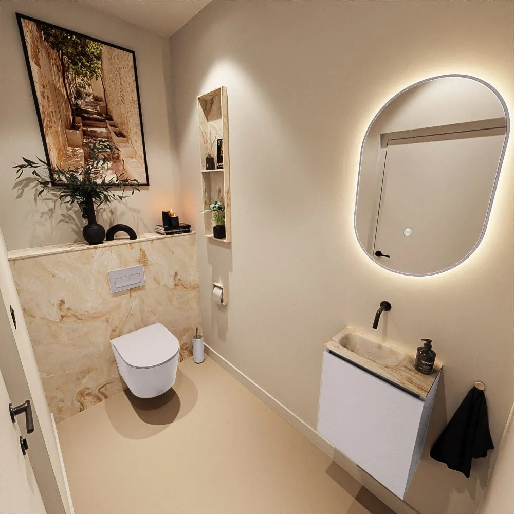 Mondiaz Ture DLux toiletmeubel 40cm cale met wastafel frappe links zonder kraangat