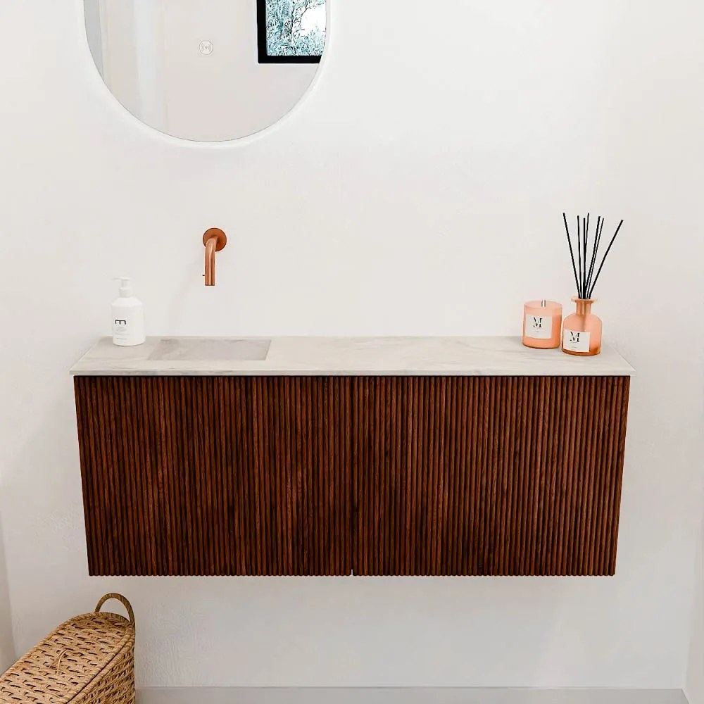 Mondiaz Joya DLux 100cm toiletmeubel ruby met wastafel faye links zonder kraangat ostra