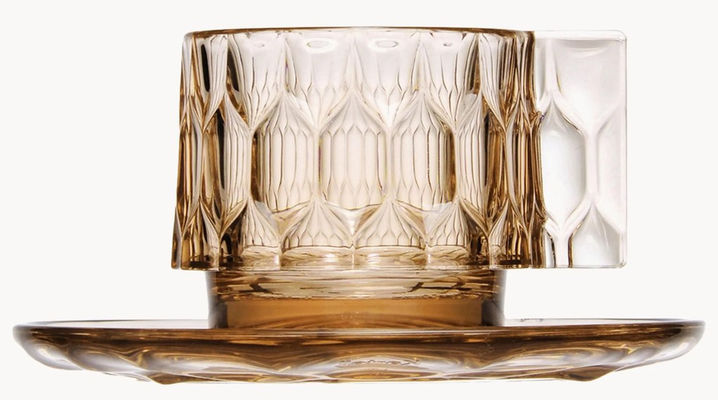 Koffiekopjes met schoteltjes Jellies met structuurpatroon, 4 stuks