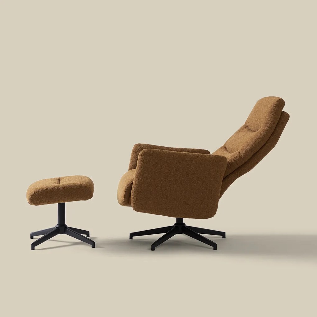 Verstelbare Fauteuil Met Voetenbank Caramel