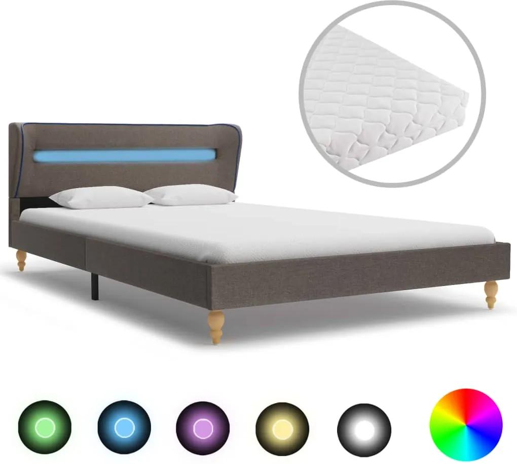 Bed met LED en matras stof taupe 120x200 cm