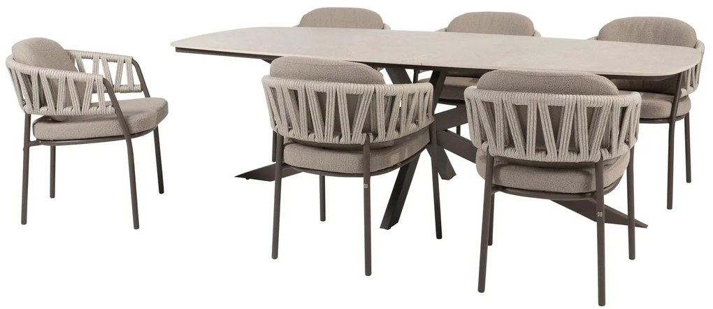 Taste by 4 Seasons Calma tuinset terre met Prado tafel 240 cm Tuinstoel   bruin weerbestendig