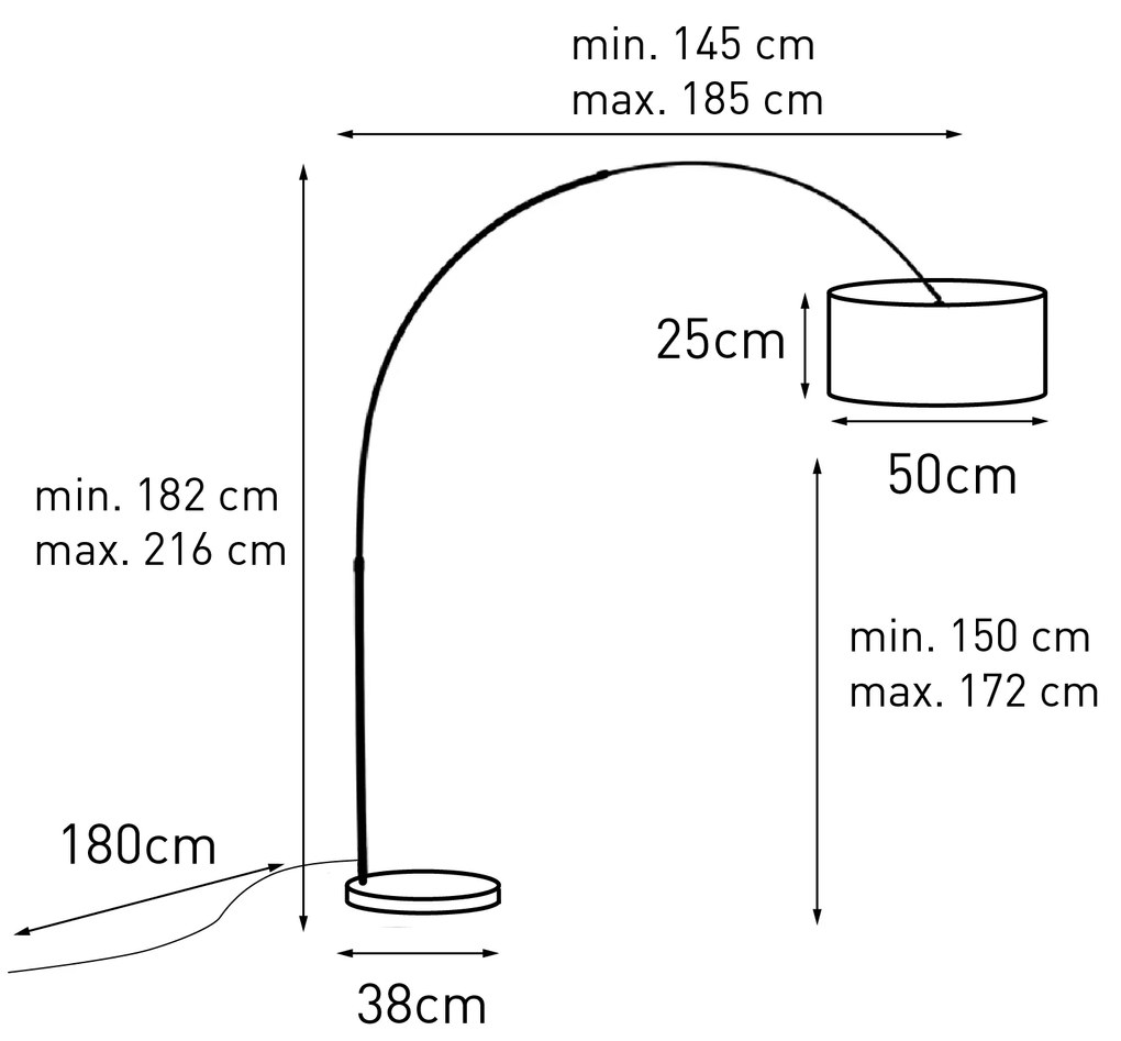 Booglamp staal mosgroene kap 50/50/25 - XL Modern E27 Binnenverlichting Lamp