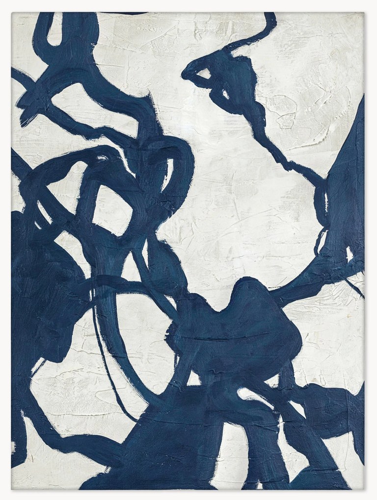 Handbeschilderde canvasdoek Blueplay met houten frame